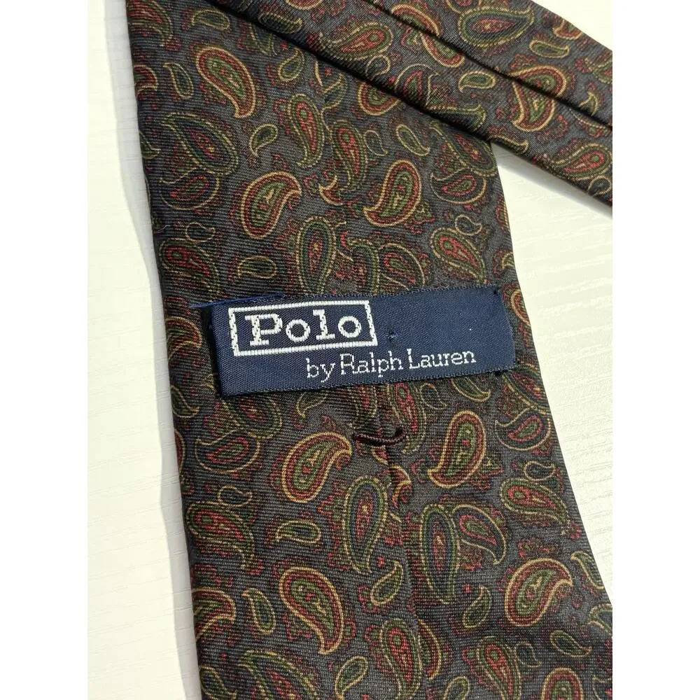 Vintage Polo Ralph Lauren Neiman Marcus Italian Silk Neck Tie (2) Handmade USA